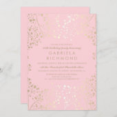 金ゴールド·ベビー·ブレス·ピンエレガントクの誕生日パーティー 招待状 (正面/裏面)