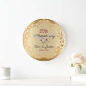 金ゴールド&ベージュフローラオーナメント ラージ壁時計 (ホーム)