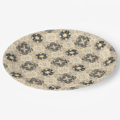 金ゴールド、ベージュ、トープ、および黒の宝石パターン ペーパープレート (アングル)