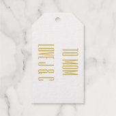 金ゴールド&ホワイトの複雑な羽模様のカスタム文字 ギフトタグ (裏面)