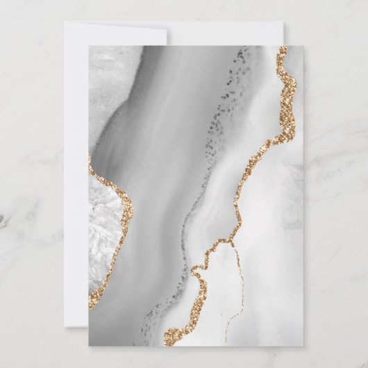 金ゴールド&ホワイトアゲートエレガントウェディング招待状 招待状 (裏面)