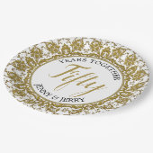 金ゴールド・ホワイトアニバーサリー紙プレート ペーパープレート (アングル)