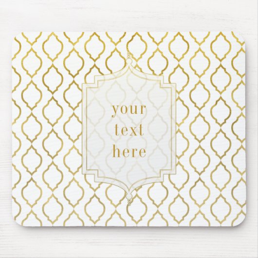 金ゴールド&ホワイトアラビアンモロッコグラエレガントム マウスパッド (正面)