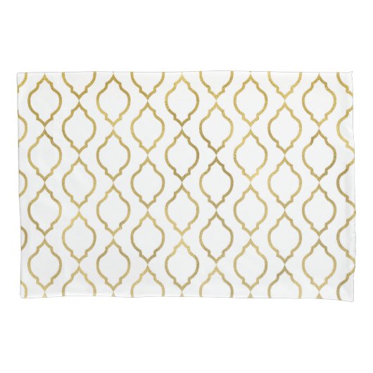 金ゴールド&ホワイトアラビアンモロッコグラムインディアンテーマ 枕カバー (正面)