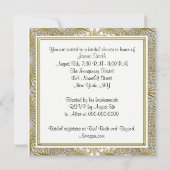 金ゴールド&ホワイトアールデコデコダマスクブライダルシャワー 招待状 (裏面)