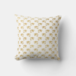 金ゴールド&ホワイトエジプトアイグラムシモダンック クッション