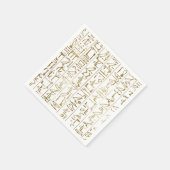 金ゴールド&ホワイトエジプトグラムシモダンックパーティー スタンダードカクテルナプキン (角)