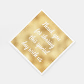 金ゴールド&ホワイトエレガントサンキューウェディングパーティーグラム スタンダードランチョンナプキン (角)