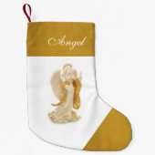 金ゴールド&ホワイトエンジェルカスタムクリスマスストッキング スモールクリスマスストッキング (正面)