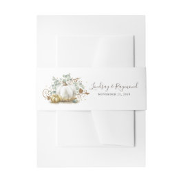 金ゴールド&ホワイトカボチャ秋ハーベスト 招待状ベリーバンド