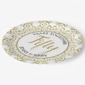 金ゴールド・ホワイトクラシック記念日紙プレート ペーパープレート (アングル)