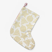 金ゴールド&ホワイトクリスマスパターンクリスマスストッキング スモールクリスマスストッキング (正面 (吊り時))