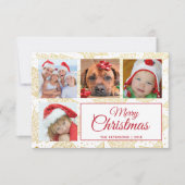 金ゴールド&ホワイトクリスマスホリデーファミリーフォトカード 招待状 (正面)