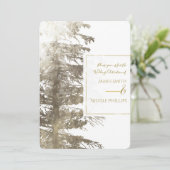 金ゴールド&ホワイトグラムパインツリーフォレ素朴スト結婚ーズ 招待状 (スタンド正面)