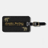 金ゴールド&ホワイトグリッター&スパークルスフローラゾウ2 ラゲッジタグ (正面横)