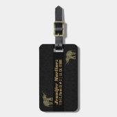 金ゴールド&ホワイトグリッター&スパークルスフローラゾウ2 ラゲッジタグ (正面縦)