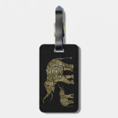 金ゴールド&ホワイトグリッター&スパークルスフローラゾウ2 ラゲッジタグ (裏面縦)