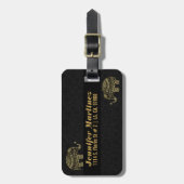 金ゴールド&ホワイトグリッター&スパークルズフローラゾウ ラゲッジタグ (正面縦)