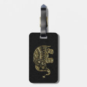 金ゴールド&ホワイトグリッター&スパークルズフローラゾウ ラゲッジタグ (裏面縦)