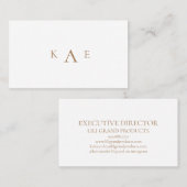 金ゴールド&ホワイトシンプルモノグラム名刺 名刺 (正面/裏面)