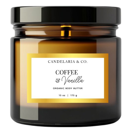 金ゴールド&ホワイトスキンケアのラベルシール包装 長方形シール