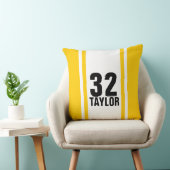 金ゴールド&ホワイトスストライプのポーツジャージー装飾用クッション クッション (椅子)