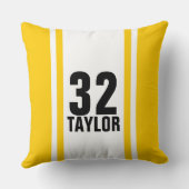 金ゴールド&ホワイトスストライプのポーツジャージー装飾用クッション クッション (裏面)