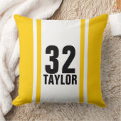 金ゴールド&ホワイトスストライプのポーツジャージー装飾用クッション クッション (ブランケット)