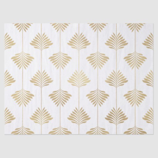 金ゴールド&ホワイトスタイルのリーファアートデコパターン 薄葉紙 (正面)