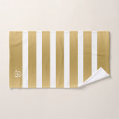 金ゴールド&ホワイトストライプモノグラム バスタオルセット (ハンドタオル)