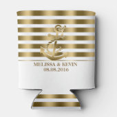 金ゴールド&ホワイトストライプ金ゴールド航海のボートいかり 缶クーラー (裏面)