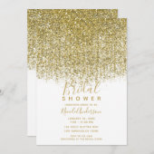 金ゴールド&ホワイトスパークリーグリッターブライダルシャワー 招待状 (正面/裏面)