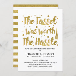 金ゴールド&ホワイトタッセル卒業カード 招待状