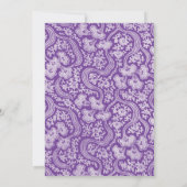 金ゴールド&ホワイトダマスク花パープル保存日 セーブザデート (裏面)