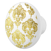 金ゴールド&ホワイトダマスベッドルームドエレガントレスザー セラミックノブ (右)