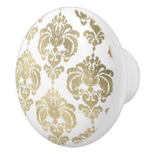 金ゴールド&ホワイトダマスベッドルームドエレガントレスザー セラミックノブ (右)