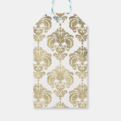 金ゴールド&ホワイトダマスヴィンテージウェディングイベントのお気に入り ギフトタグ (裏面)