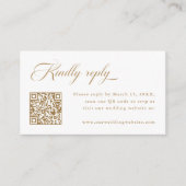 金ゴールド&ホワイトデリケートエレガントなウェディングRSVP エンクロージャーカード (正面)