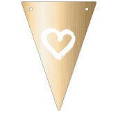 金ゴールド&ホワイトハートウェディングパーティカスタマイズIT バンティングフラッグ (第3の旗)