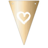 金ゴールド&ホワイトハートウェディングパーティカスタマイズIT バンティングフラッグ (第1の旗)