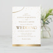 金ゴールド&ホワイトビューティフルエレガントウェディング招待状 招待状 (スタンド正面)