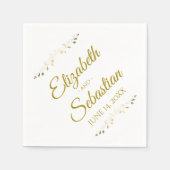 金ゴールド&ホワイトフレースのようィリグレシンプルーのエレガントな結婚式 スタンダードカクテルナプキン (正面)