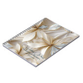 金ゴールド&ホワイトフローラサテンの結婚プランノートブック ノートブック (左側)