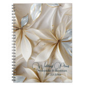 金ゴールド&ホワイトフローラサテンの結婚プランノートブック ノートブック (正面)