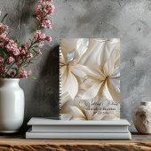 金ゴールド&ホワイトフローラサテンの結婚プランノートブック ノートブック