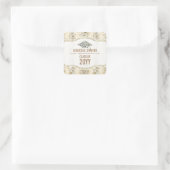 金ゴールド&ホワイトフローラペイズリー卒業帽子 スクエアシール (バッグ)