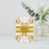 金ゴールド&ホワイトフローラ結婚ズモノグラム エンクロージャーカード (スタンド正面)