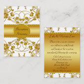 金ゴールド&ホワイトフローラ結婚ズモノグラム エンクロージャーカード (正面/裏面)