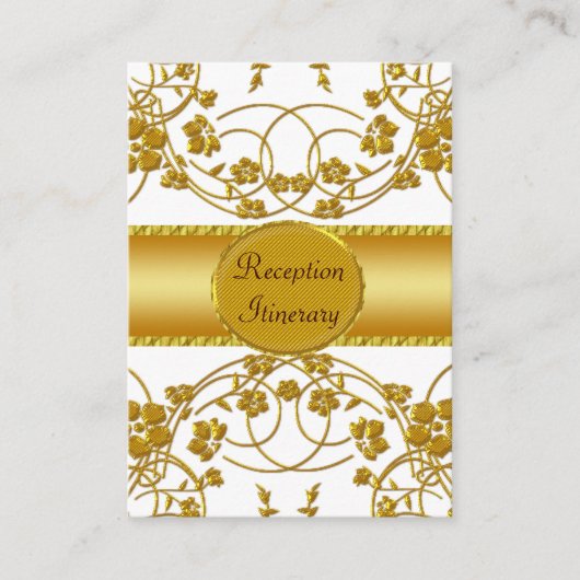 金ゴールド&ホワイトフローラ結婚ズモノグラム エンクロージャーカード (正面)