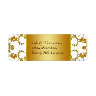金ゴールド&ホワイトフローラ結婚ズモノグラム ラベル